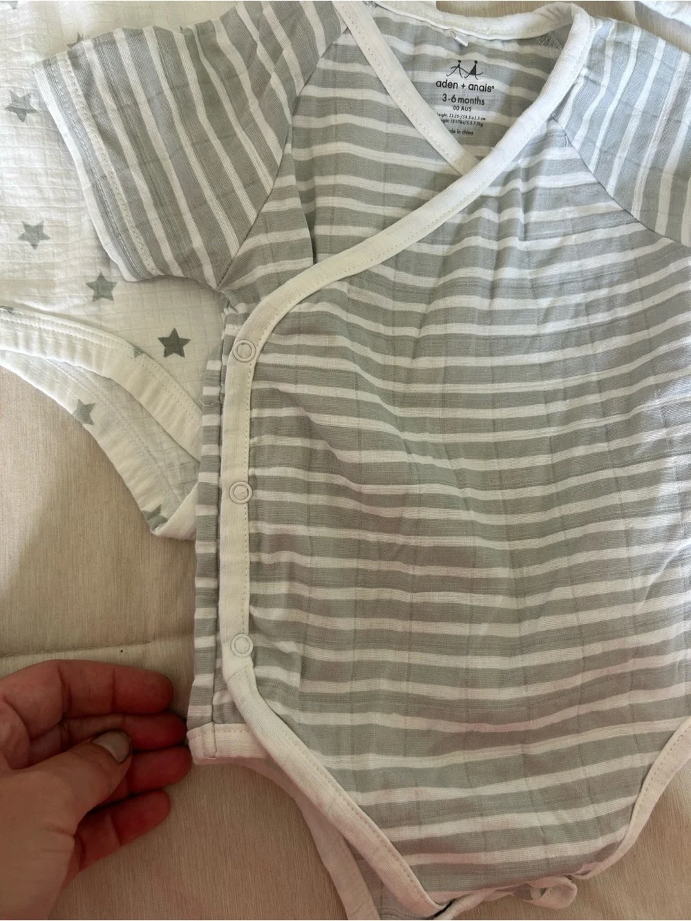 aden + anais Light Blue and White Striped Baby Onesie